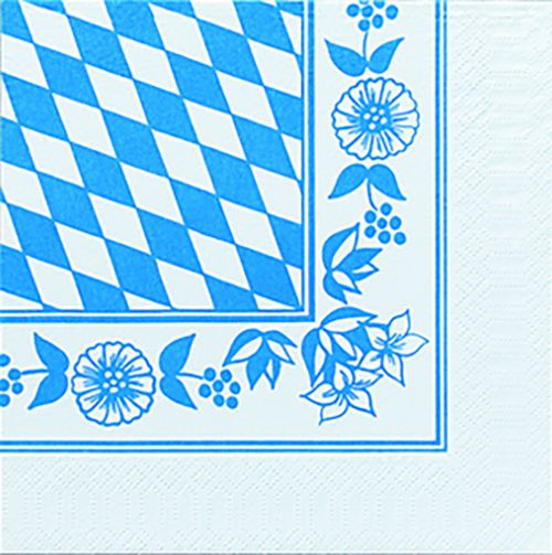 Serviette, Zelltuch, Bayerische Raute 33x33cm, 3-lg., 1/4-Falz, 250St./Pk.