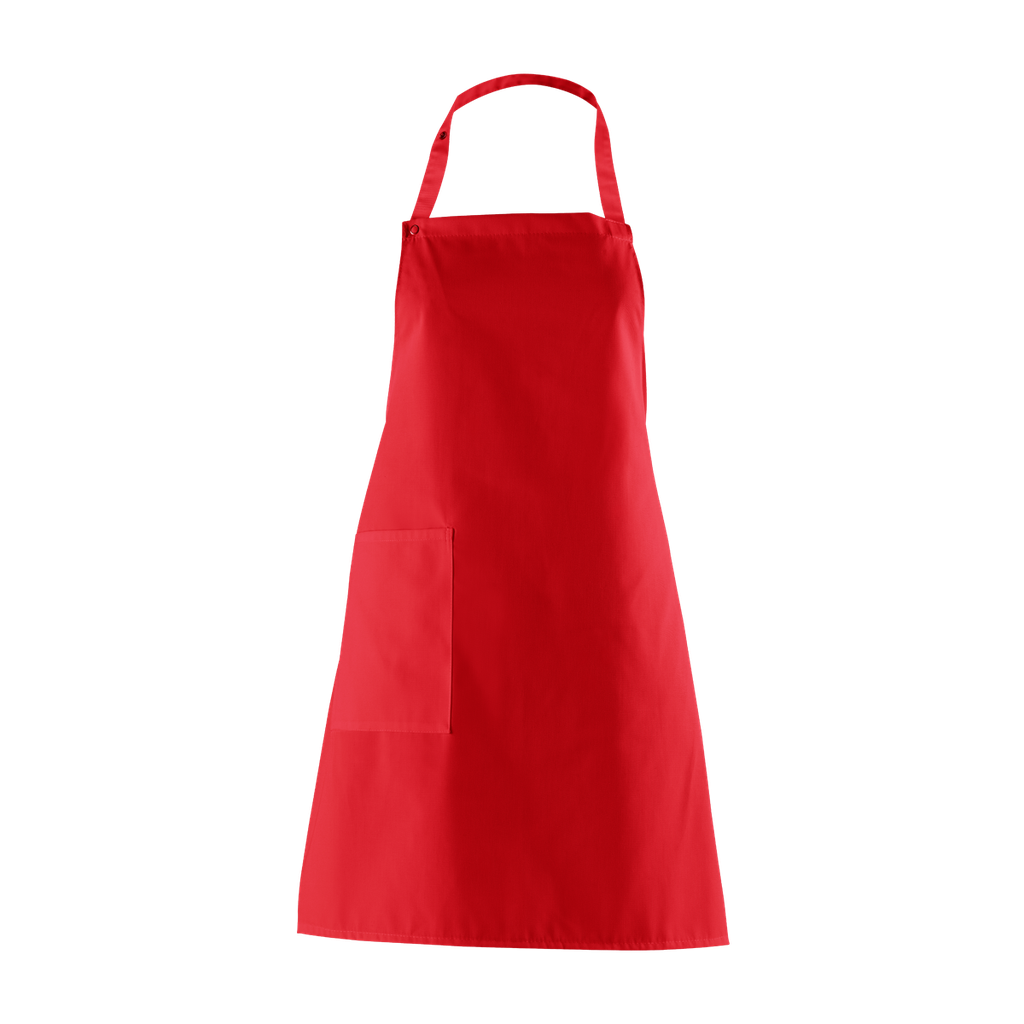 Latzschürze, rot, mit Seitentasche