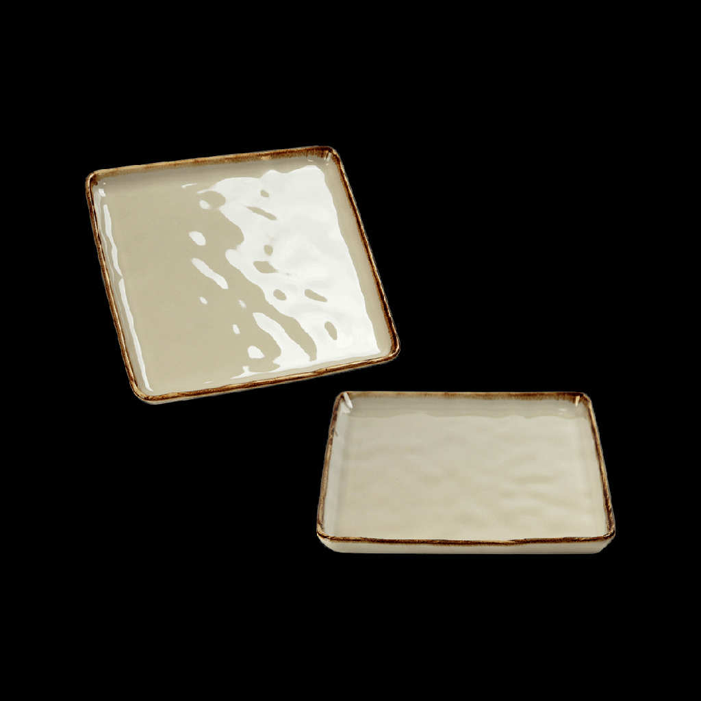 Platte quadratisch, Länge: 21,5 cm, Azzurro, beige