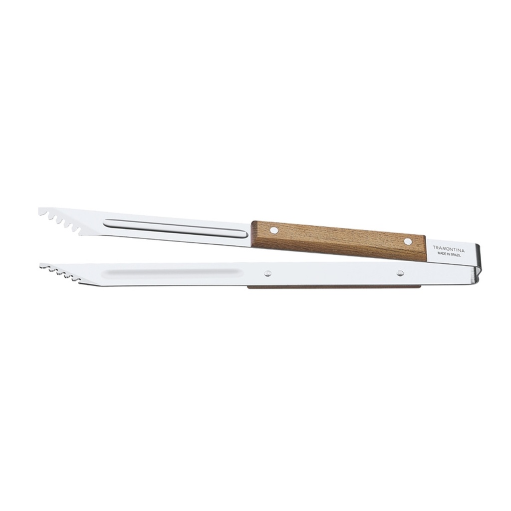 Fleischzange, Churrasco L=375mm, Griff aus Natruholz, Klinge aus Edelstahl