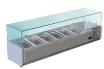 Kühlaufsatzvitrine mit Glasaufbau 6 x GN 1/3