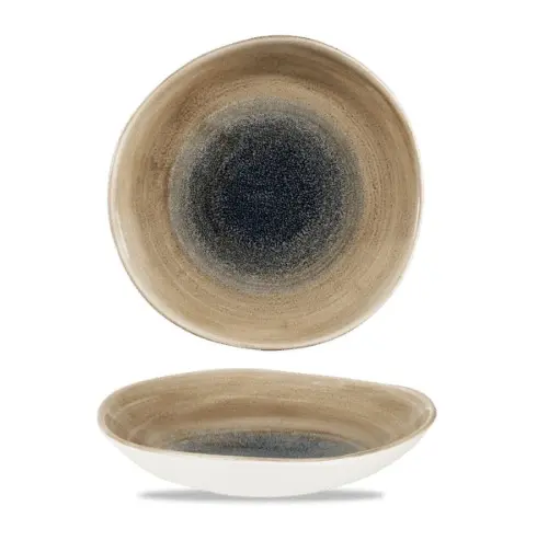 Teller tief/Schale organisch 26 cm, Aqueous Dekor – Stonecast