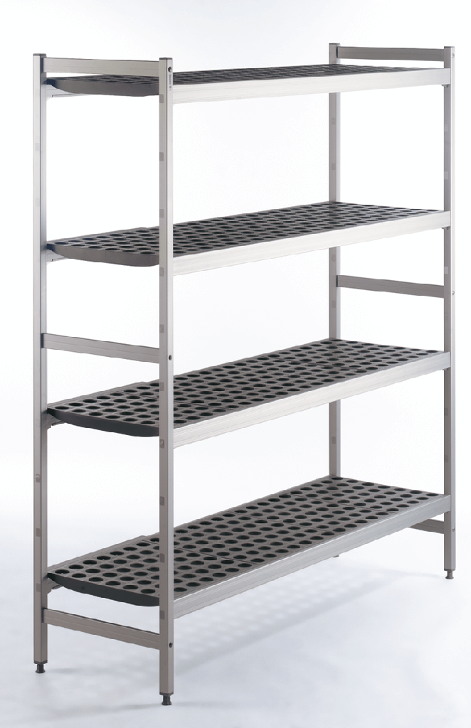 Regal mit 2 Leitern + 4 Kunststoff Auflagen mit Aluminium 1200x460x1685mm