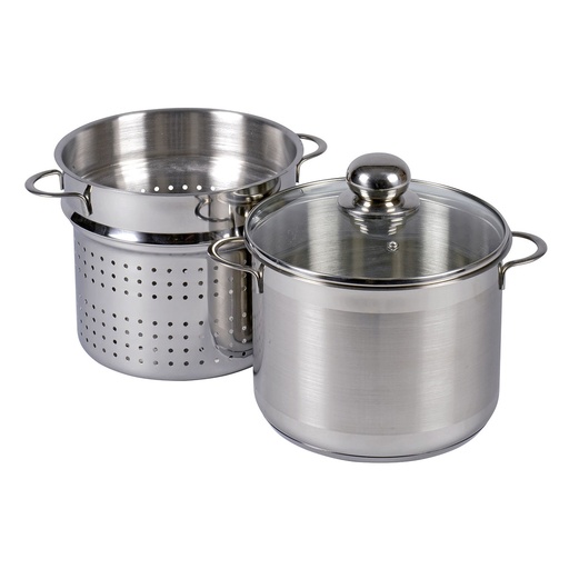 [9287979] Spaghettitopf mit Glasdeckel 6,5 l Ø24cm Edelstahl 3teilig, SPA24